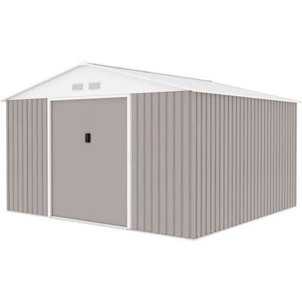 Metaldasbord 10,85 m² - 340 x 319 x 210 cm - JUPITER - Ankerkit inkluderet, 2 skydedøre - Taupe Mol
