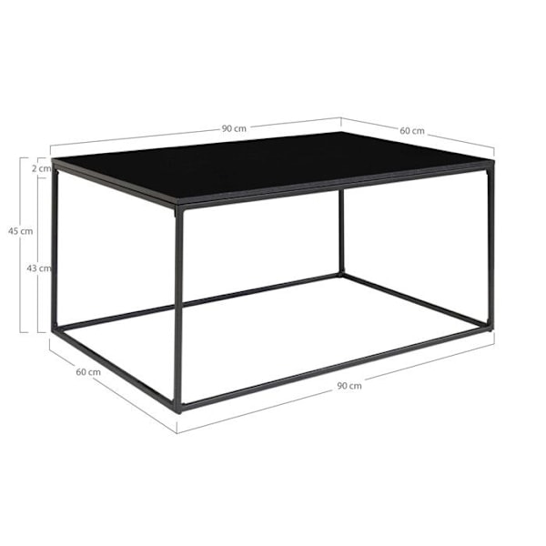 Sohvapöytä - NINO - Puu ja metalli - Suorakaiteen muotoinen - Nykyaikainen - Design Svart
