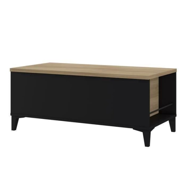 Sofabord med løftebar plade - Sort/Eg - L 100 x D 50/72 x H 42/55 cm - EVAN Black-Oak