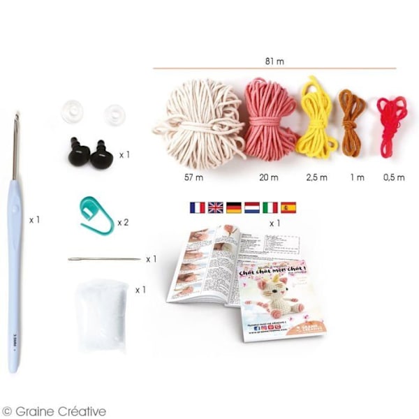 Cat-unicorn virksats 15 cm - Flerfärgad Vit