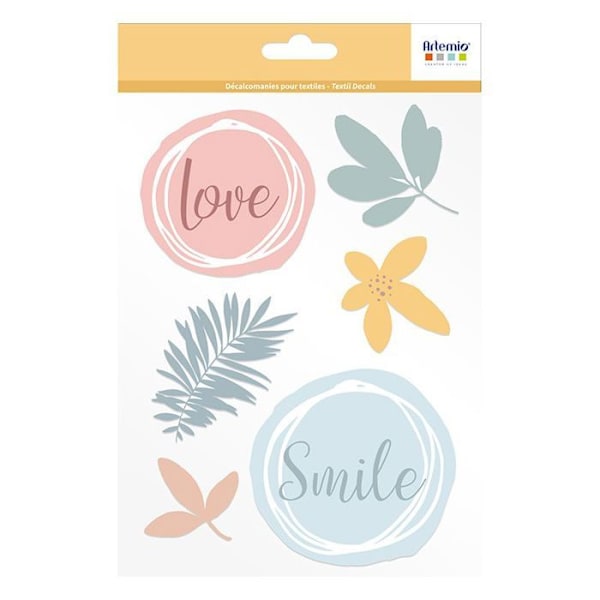 Iron-on tekstil transfer A5 Slow Life - Love & Smile Flerfärgad