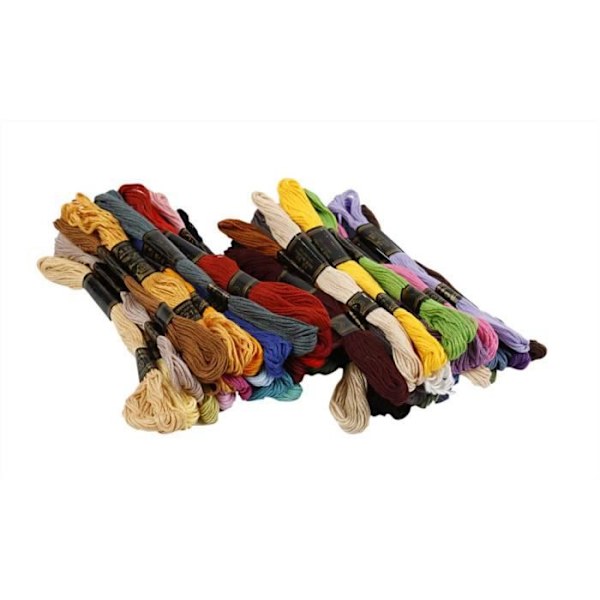 Broderigarn - Ej specificerat - 6 trådar - 100% merceriserat bomull - Flerfärgad - 42 färger Flerfärgad
