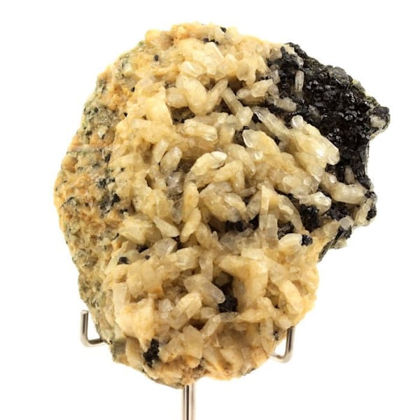 Stenar och mineraler. Albit + Epidot. 2285,0 cent. Saint-Véran, Hautes-Alpes, Frankrike.
