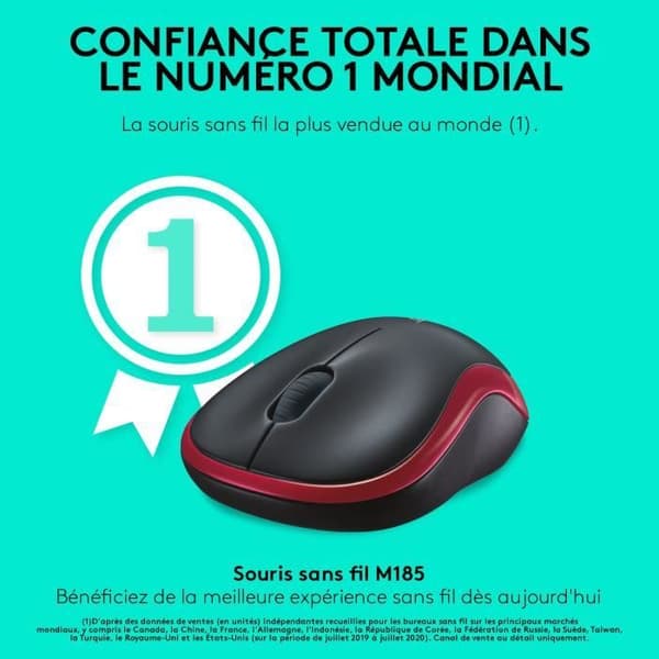 Hiiri - Langaton - Logitech - M185 - Punainen - Ambidextrinen