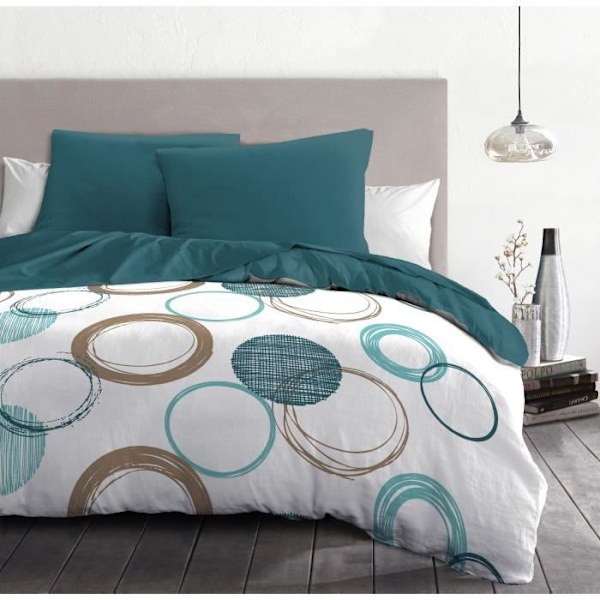 HOME LINGE PASSION Audace påslakanset - täcke 240 x 260 cm + 2 örngott 63x63 cm - Ankblå Blå Anka