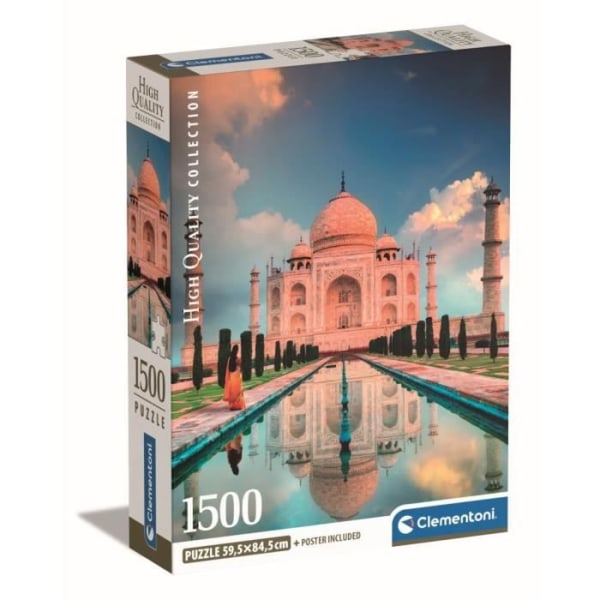 Clementoni - 1500p Taj Mahal - 59,2 x 84,3 cm - Med affisch Flerfärgad