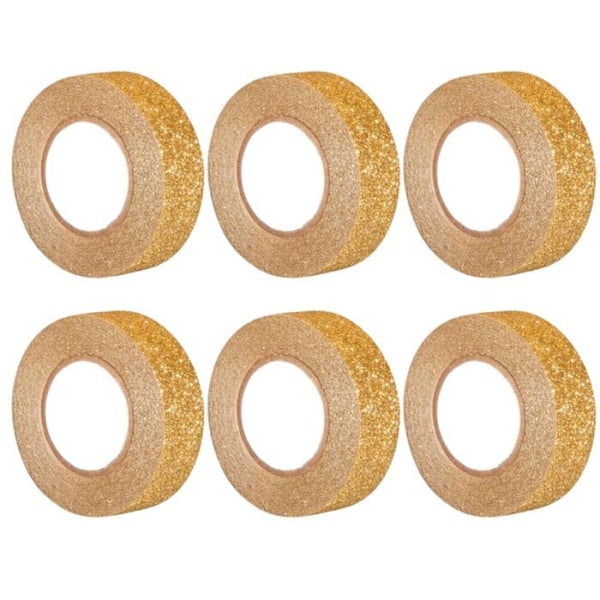 6 glittertape 5 m x 1,5 cm - guld gyllene