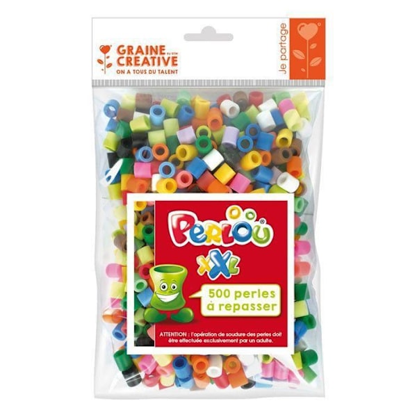 Sachets med 500 XXL stryka pärlor - 10 mm Flerfärgad
