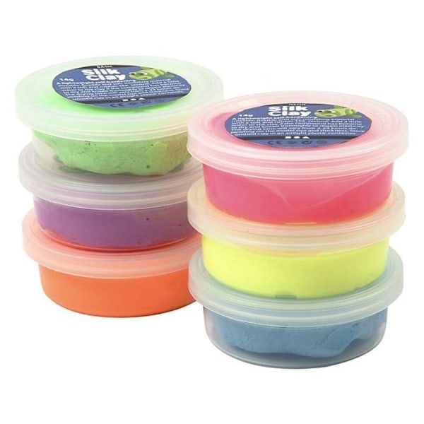 Valikoima Silk Clay itsekovettuvaa muovailusavta - Fluo - 6 kpl neon