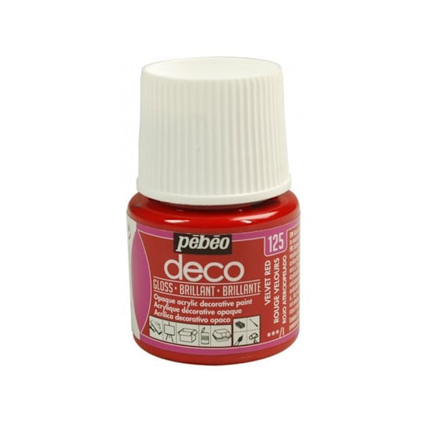 Akrylfärg - Pébéo - Dekor - 45 ml - Sammet Röd - Glänsande Röd sammet