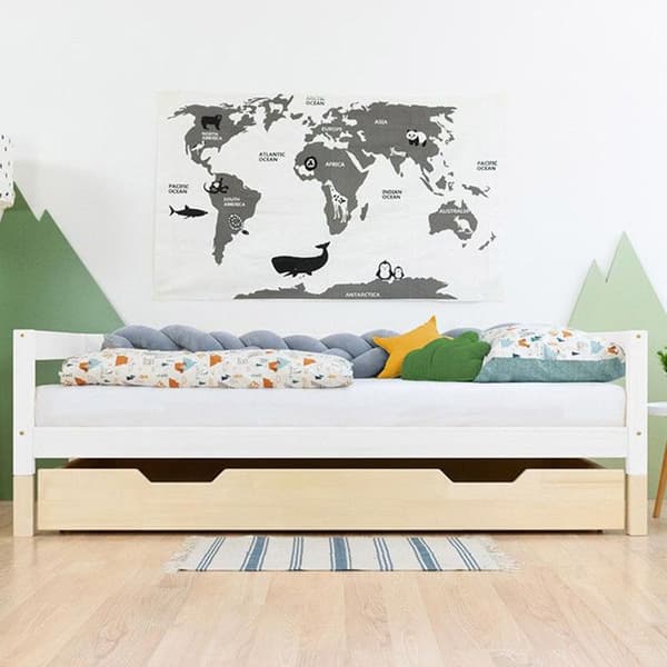 Rullesengsskuff - lakeret træ til seng 90 x 160 cm beige