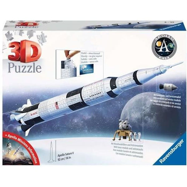 3D-puslespil Saturn V rumraket - Ravensburger - 440 brikker - NASA - Fra 8 år gammel Flerfärgad