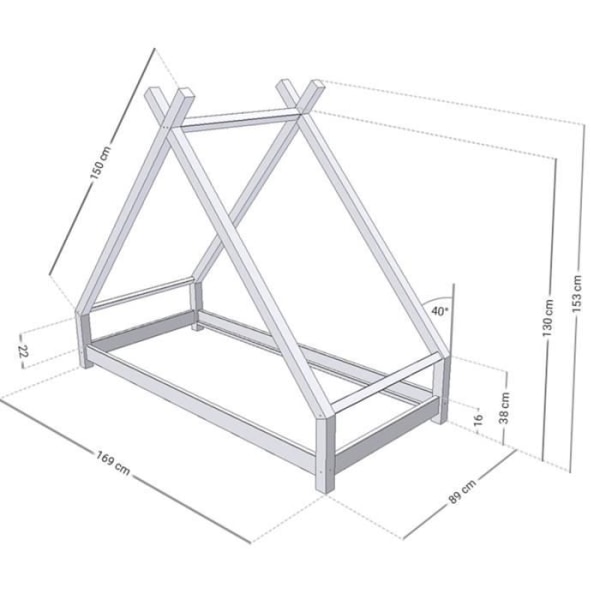 GENERISK tipi-säng för barn - TAHUKA - Massivt trä - Grön - 80 x 160 cm Grön