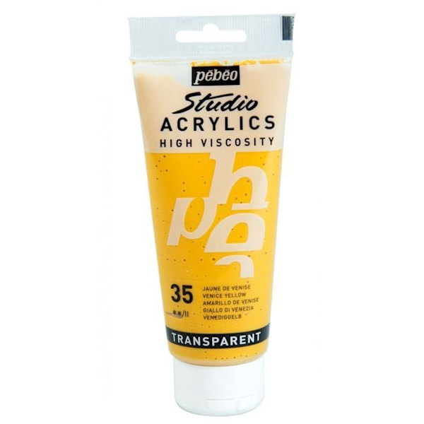Akryylimaali - Pébéo - Studio - Venetsian keltainen - 100 ml - Satiini Venedig gul