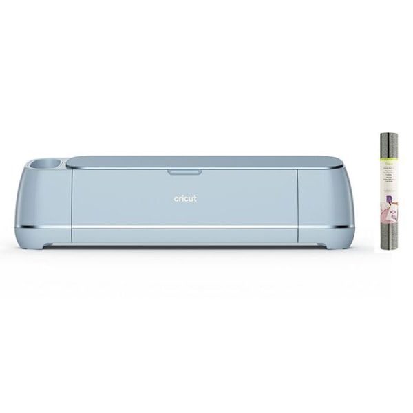Cricut Maker 3 leikkuri + 3 silitettävää flex vaaleanharmaa, tummanharmaa, glittermusta 30,5 x 30,5 cm Blå