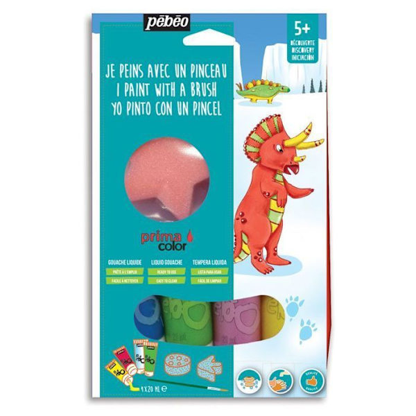 Gouache kreativt kit - Dinosaurier - 4 x 20 ml Flerfärgad