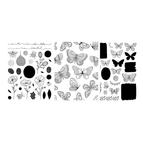 3 transparente tamponer - planter & sommerfugle Transparent