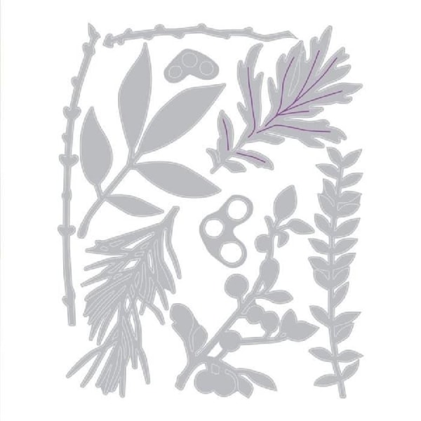 Kit med dies thinlits - SIZZIX - Dolda blad - 9 delar - Precisionsskärning - Scrapbooking