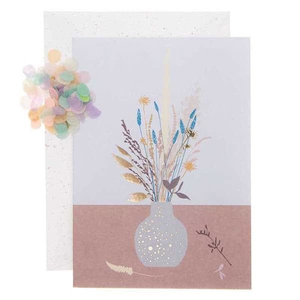 DIY Personalisera din blomsterkort - Vas och blå blommor Blå