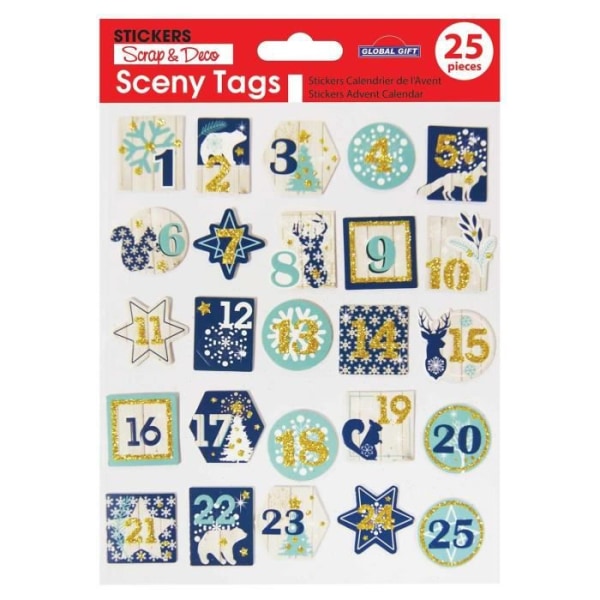 25 tarraa puuefektiin Adventtikalenteri - Kultainen glitter