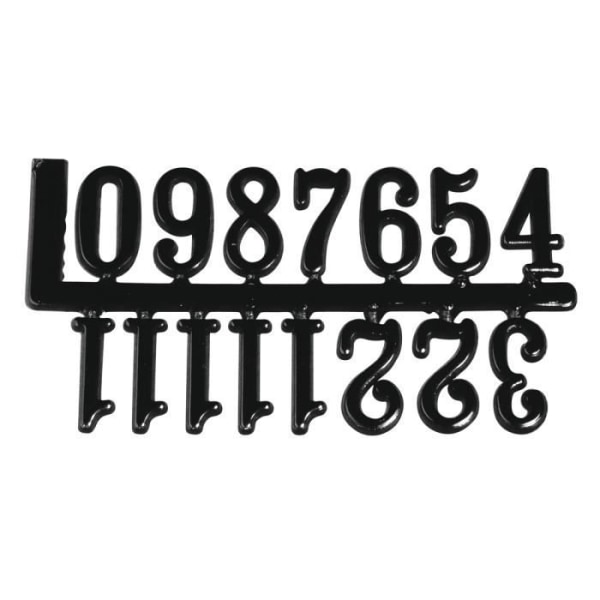Siffror för klockor, svart, 20 mm, självhäftande, tab-bag 1 set
