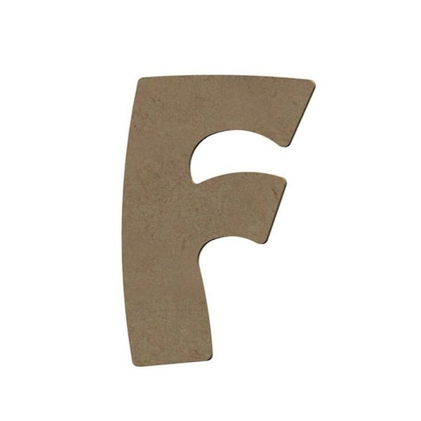 Versal F i MDF-trä för att dekorera - 8 cm kastanj