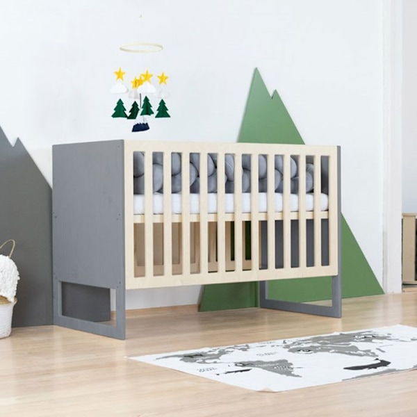 Seng baby CHRUPPY 60 x 120 cm grå og lakeret Grå