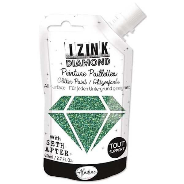Glitterfärg - ALADINE - Izink Diamond - 80 ml - 12 färger - Azurblå 12 färger