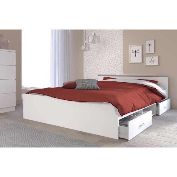PARISOT Modern matt vit vuxensäng - L 140 x L 200 cm - ZODIAC Vit