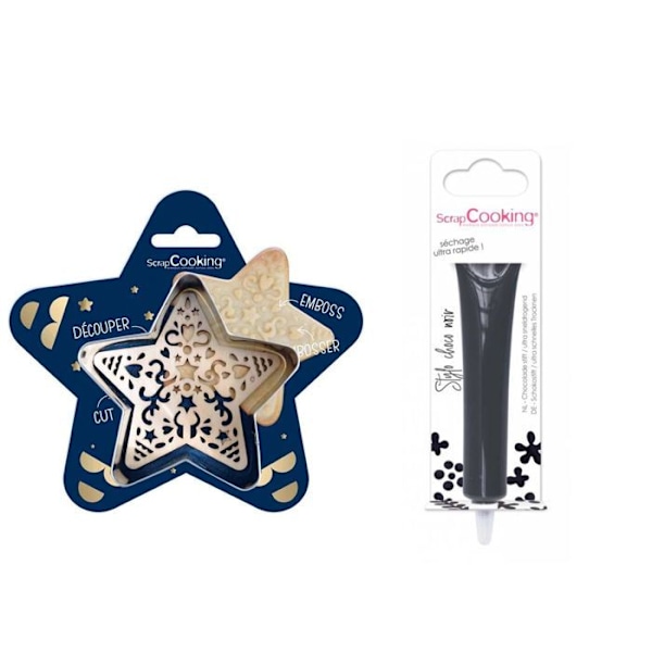Star Embossed Cookie Kit + mörk chokladpenna Grå