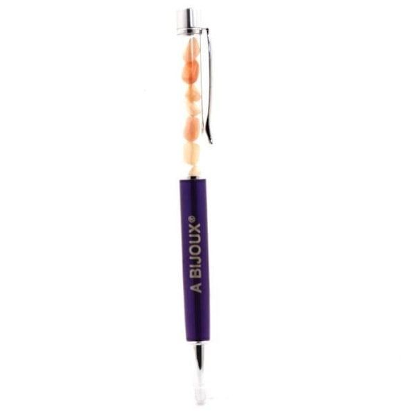 Mineral pen - ABIJOUX - Sunstone - Violet - Rechargeable - Ballpoint Lila