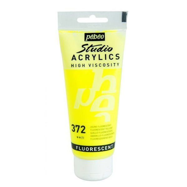 Fluorescerende maling - Pébéo - Gul fluo - 100 ml - Satin - Indendørs Fluorescerande gul
