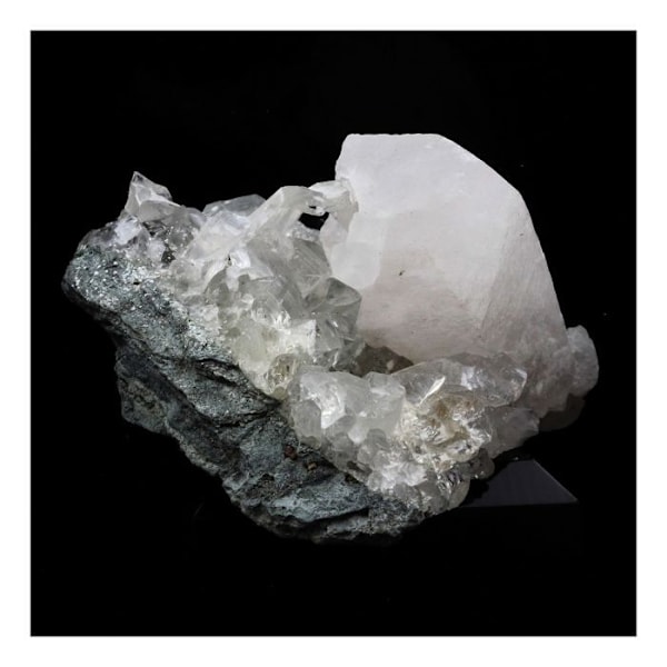 Sten og mineraler. Calcit + Kvarts. 312,5 øre. Maronne, La Garde-en-Oisans, Frankrig.