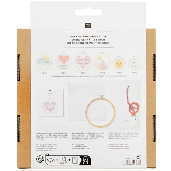 Heart Sashiko Broderi Kit Flerfärgad