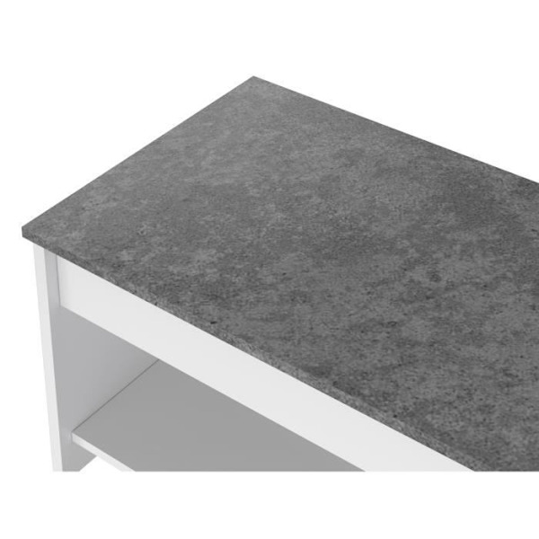 Sohvapöytä - Valkoinen ja betoninharmaa - Nostettava - P 100 cm x S50 x K44cm - HAPPY Vit grå