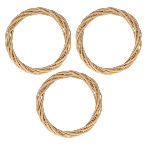 3 dekorativa flätade kransar 30 cm beige