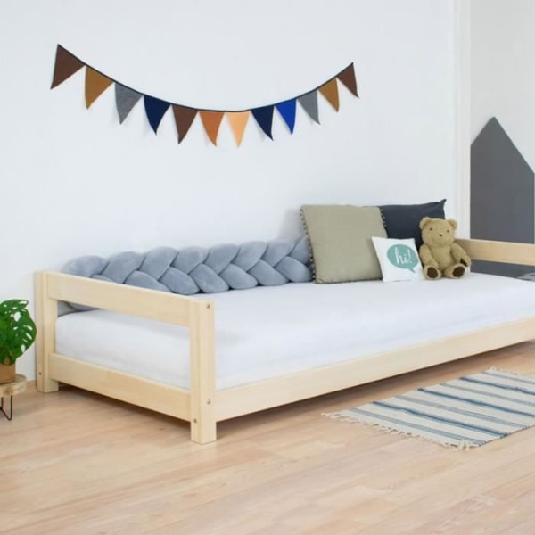 Lit enfant - Benlemi - KIDDY - 140 x 200 cm - Massivt trä - Montessori-design Anti-allergiska naturliga färger