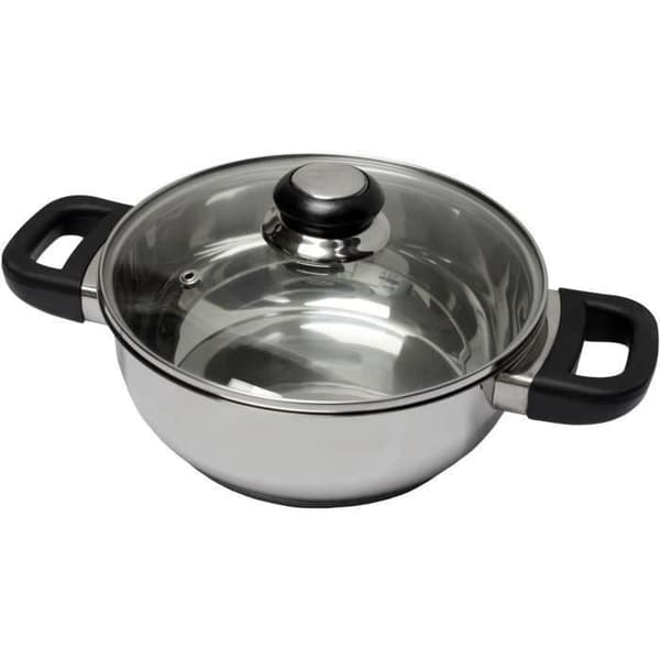 BAUMALU 331974 Gryta 24 cm rostfritt stål + glaslock Saphir bakelit Grå