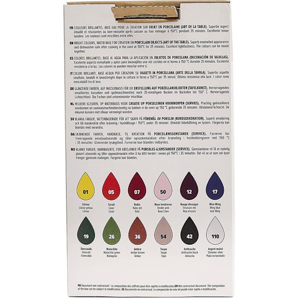 Udforskning Kasse - Pébéo - Porcelæn Maling - 12 potter á 20 ml - Blandet - Voksen