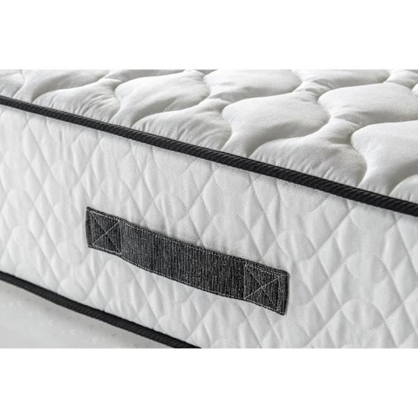 DEKO DREAM Détente 24 cm Pakkaus sänky patja 140 x 190 cm - Peitto ja 2 tyynyä - 7 vyöhykettä - käännettävä - valmistettu Belgiassa Vit