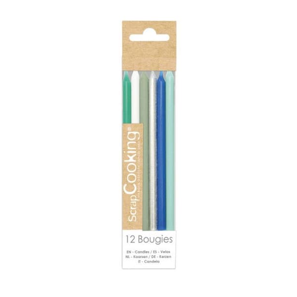 Pitkät kynttilät - Classic - Sininen/Hopea - 12 cm - 12 kpl Blå