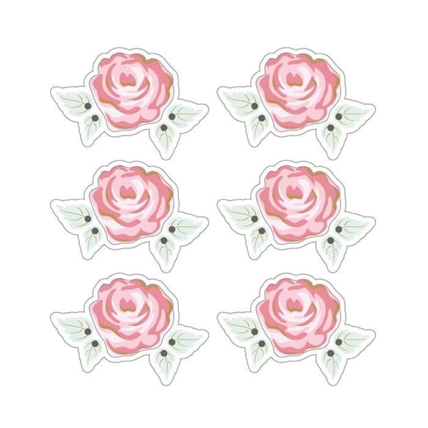 3D-klistermärken 4cm - Romantisk rosa med vit kant rosa och vitt