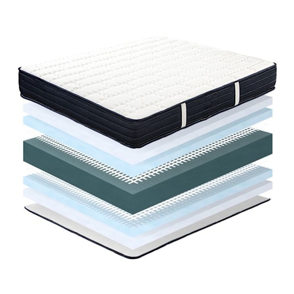 Madrassen 140x190 cm, Guld, 20 cm, memory foam, høj tilpasningsevne, uafhængighed af liggeflade, ergonomisk, sommer/vinter side. Vit