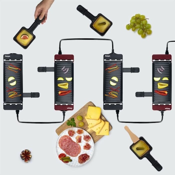 Kytkettävä musta raclette 2 hengelle - WEASY - TIK12 - 400 W Svart