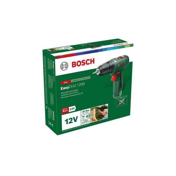 Boremaskine - Bosch - EasyDrill 1200 - 2 batterier - Oplader inkluderet - Kuffert med bits