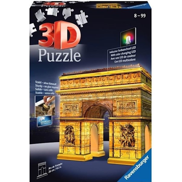 3D-upplyst Triumfbåge-pussel - Ravensburger - 216 bitar - utan lim - med färg LEDS - Barn 8 år gammal Flerfärgad