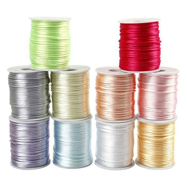 Satin viscose snor - Ikke specificeret - Ref 51550 - Multifarvet - 10 ruller af 50m - Skinnende Flerfärgad
