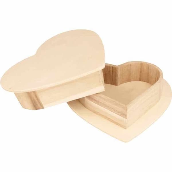 Trækasse til at tilpasse 19 x 18,5 x 5 cm - Hjerte beige