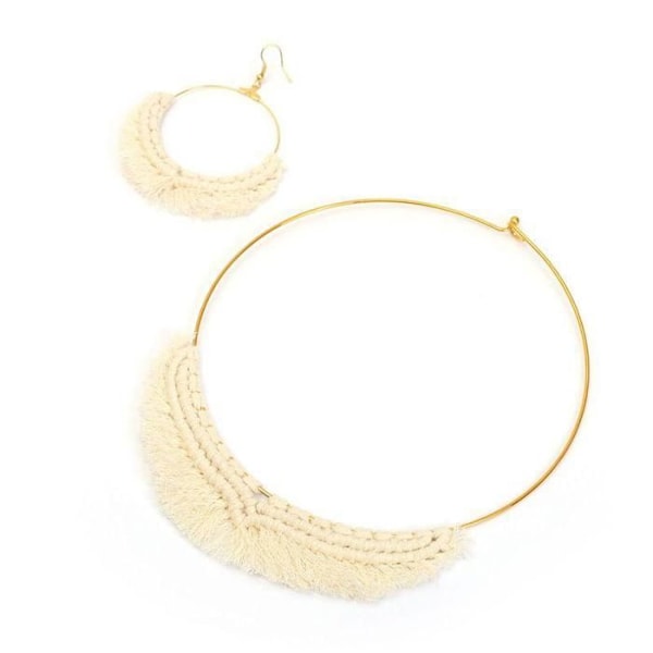 Kit Collier Makramé - GRAINE CREATIVE - Referens 791055 - Barn - Guld metall - Naturlig bomull Naturlig