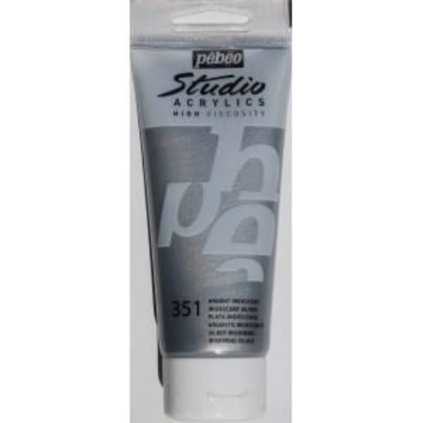 Akrylmaling - Pébéo - Studio - Iriserende sølv - 100 ml - Blank Iriserende sølv